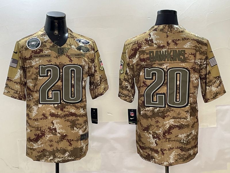 Men Philadelphia Eagles 20 Dawkins Camo 2025 Nike Salute to Service Limited NFL Jersey style 2125